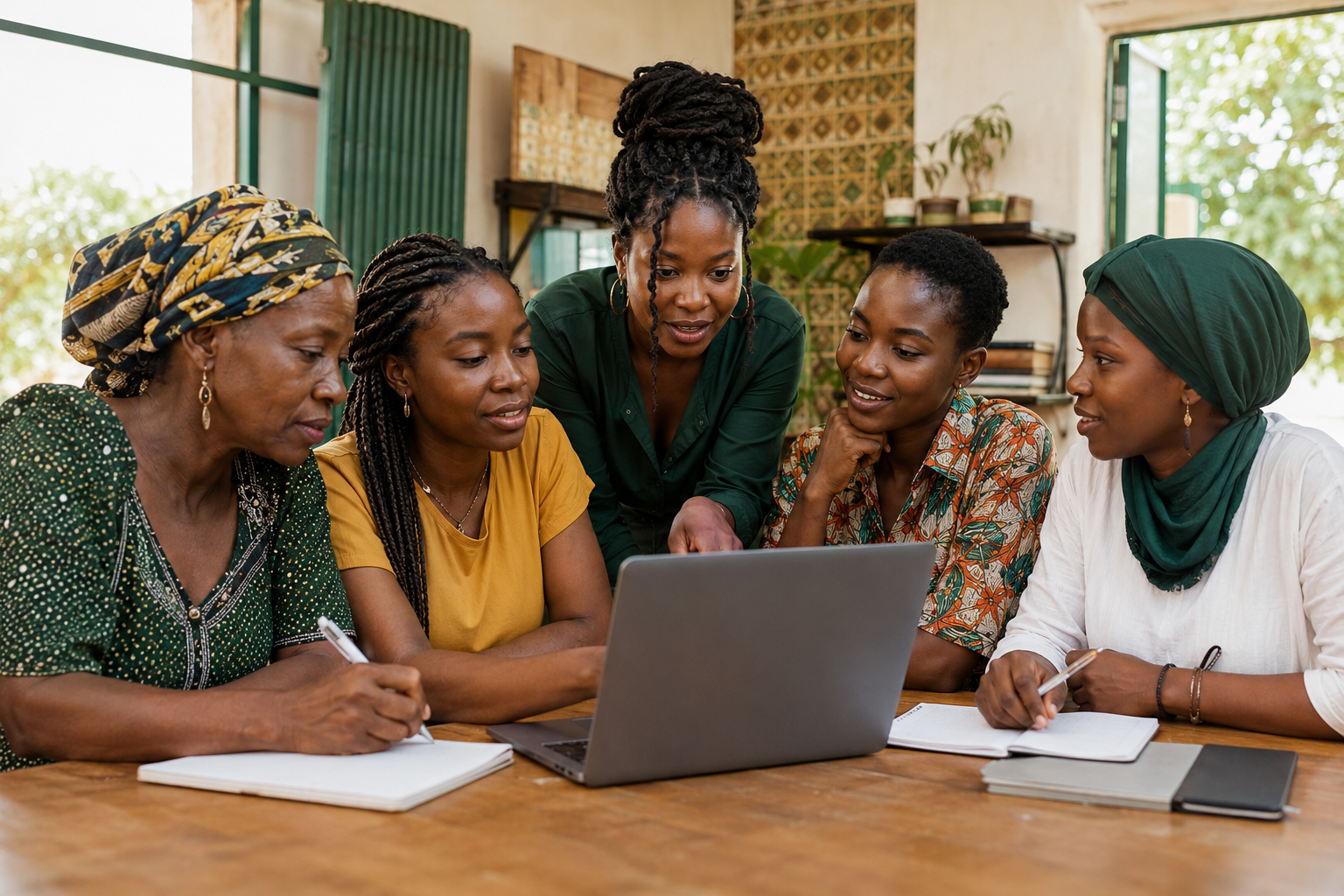 Femmes réunies dans un espace de formation, de mentorat et d’autonomie